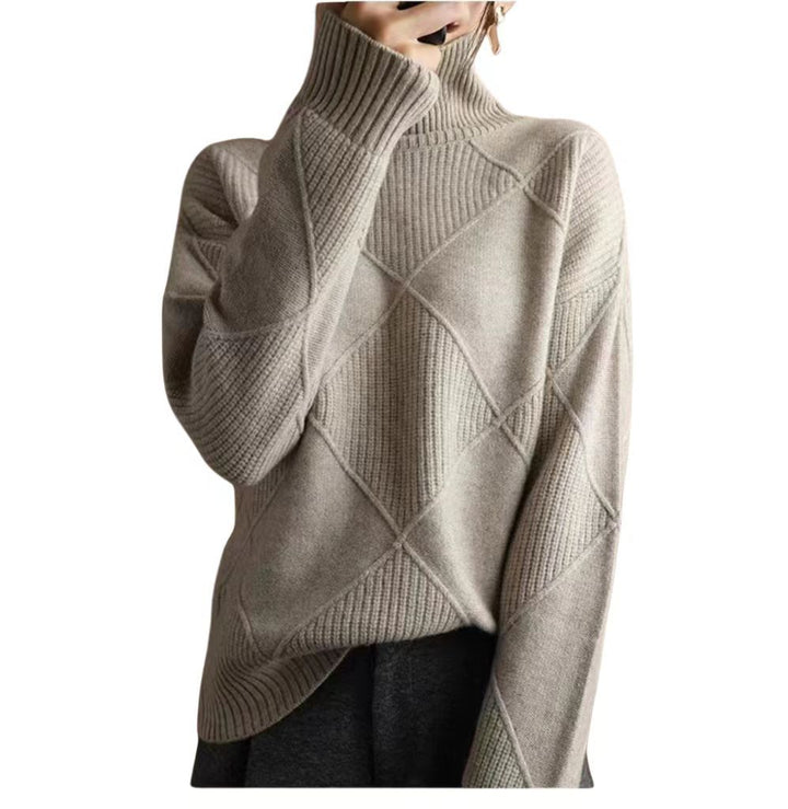 Oversized sweater for women with high collar and structured design Lune London