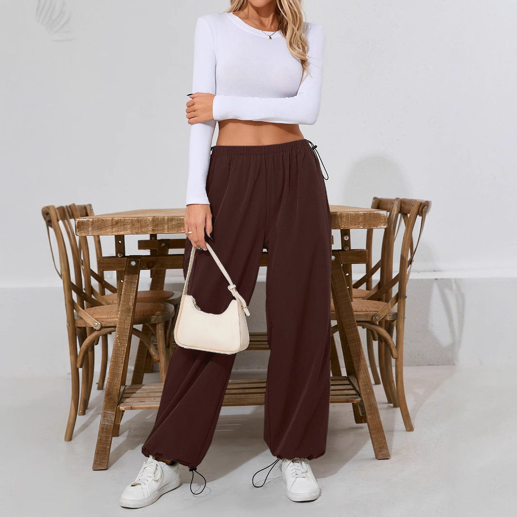 Pantalons décontractés confortables pour femmes avec cordon de serrage et jambe large Chic & Stil