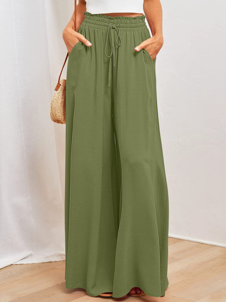 Maxi skirt women with elastic waistband and side pockets