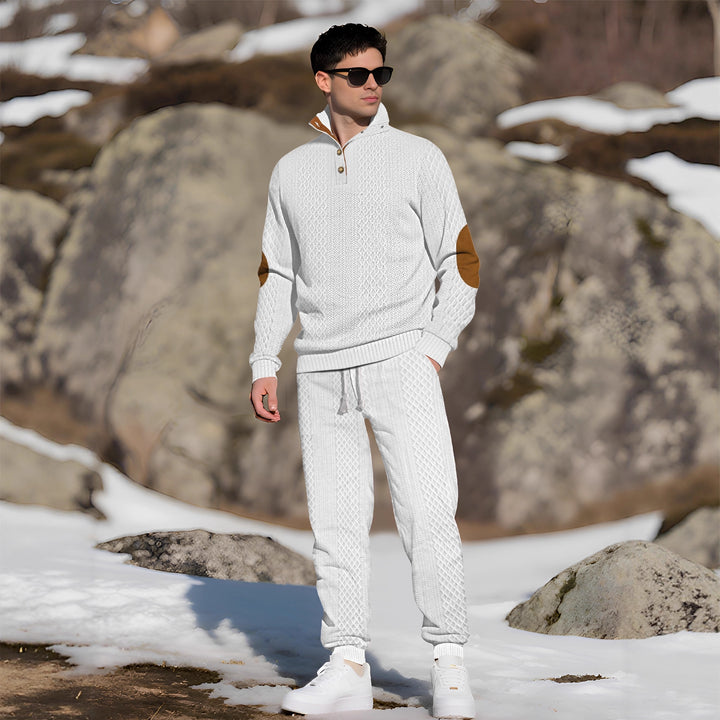 Comfortable knitted sweater for men with a high collar and trendy buttons Lune London
