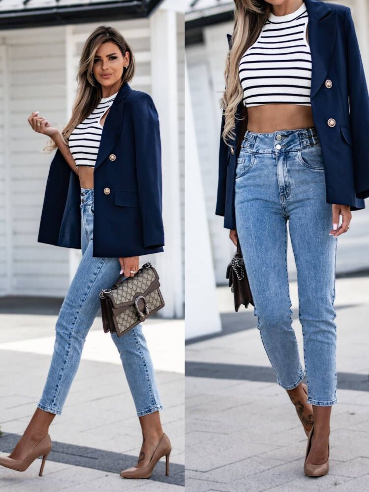 Elegant blazer jacket for women with double-breasted buttons Lune London