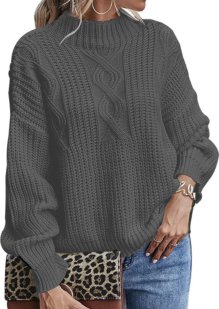 Chunky knit sweater for women with high collar and decorative raised pattern Lune Londonl