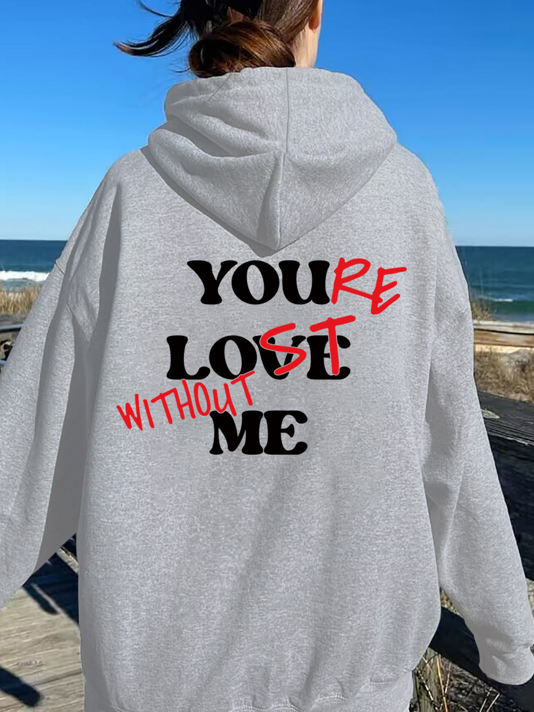 Women Oversized Hoodie with Inspirational Print Lune London