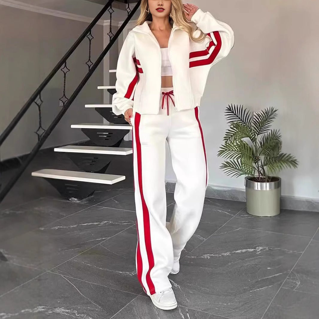 Women's sportswear with high collar and contrasting stripes Lune London