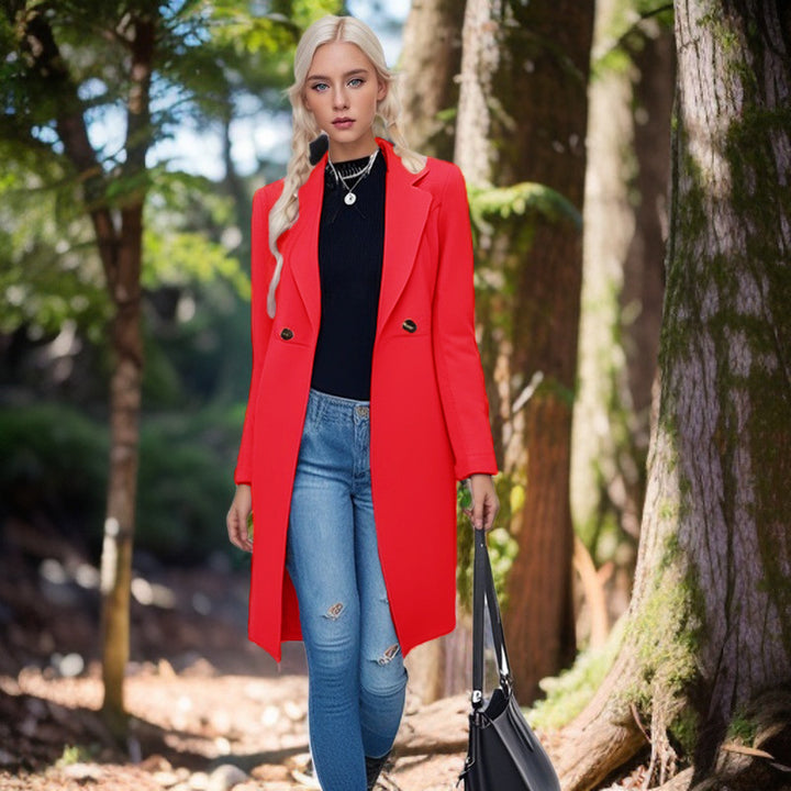 Ladies classic long coat with double buttons Lune London