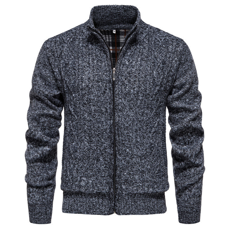 Men's knit jacket with high collar and zipper Lune London