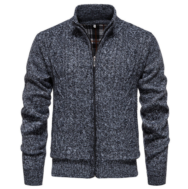 Men's knit jacket with high collar and zipper Lune London