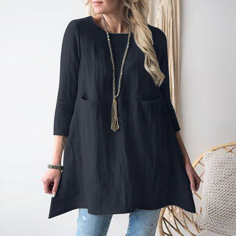 Casual tunic for women with side pockets and 3/4 sleeves Lune London