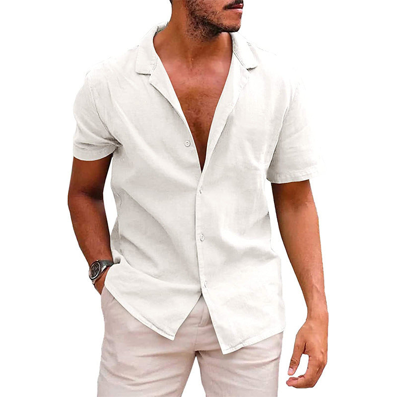 Casual linen shirt for men with stand collar and button placket Lune London