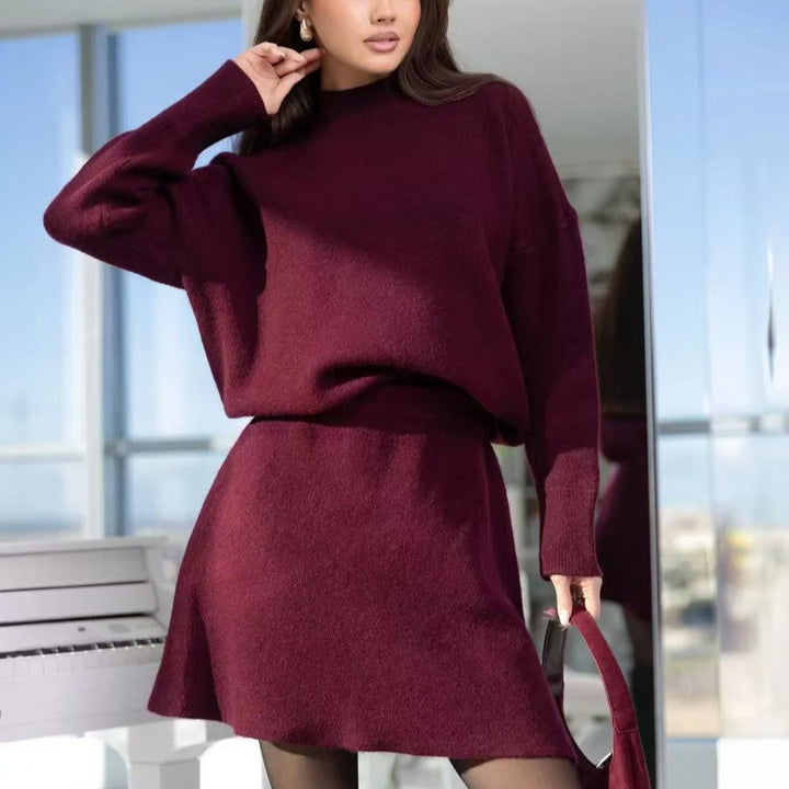 Luxurious knit set for women with high collar and flared sleeves Lune London