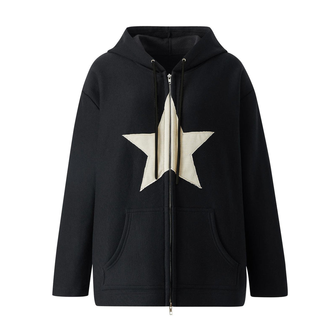 Women Large hoodie with star appliqué and zipper Lune London