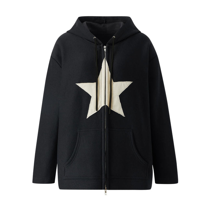 Women Large hoodie with star appliqué and zipper Lune London