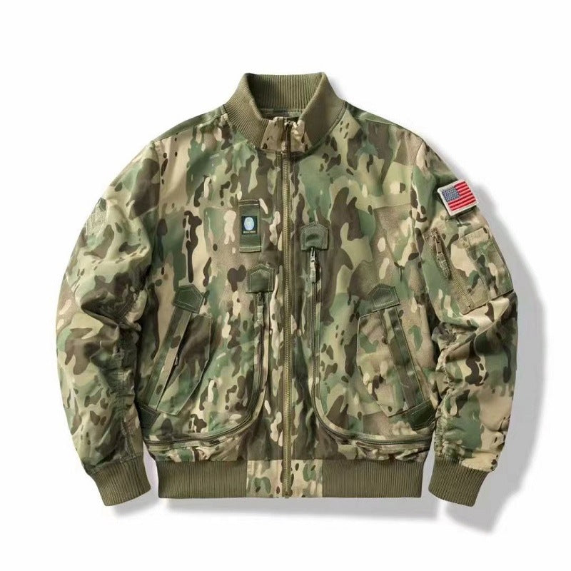 Camouflage bomber jacket for men with practical pockets and warm inner lining Lune London