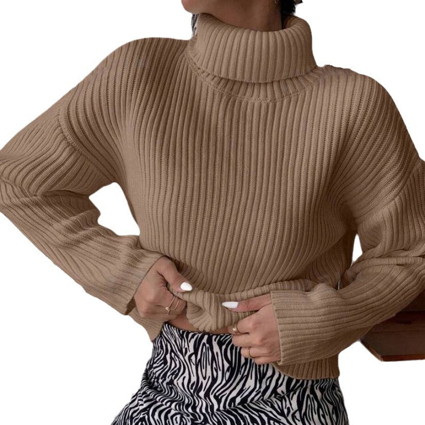 Pullover à col roulé tendance pour femmes avec texture en côtes Lune London