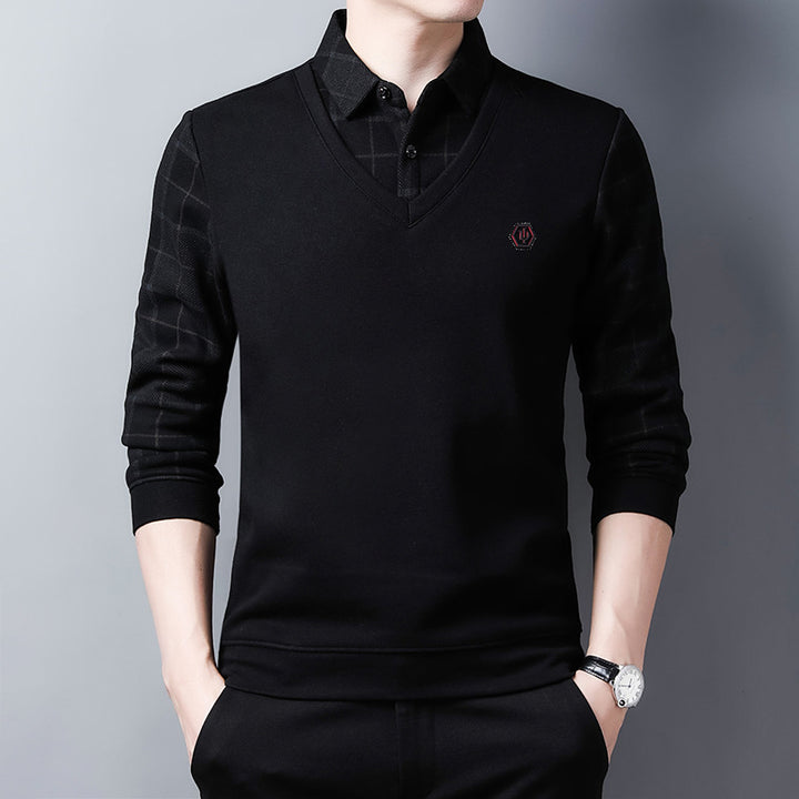 Elegant V-neck sweater for men with textured top Lune London