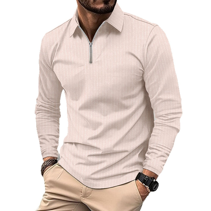 Elegant long-sleeved shirt for men with zipper and fine stripes Lune London