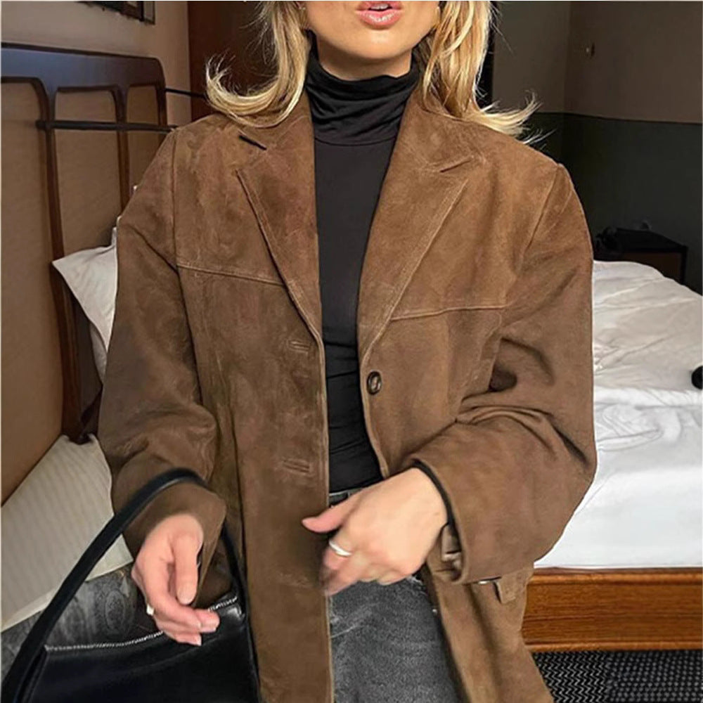 Women Suede Blazer Fashion with Pockets and Elegant Cut Lune London
