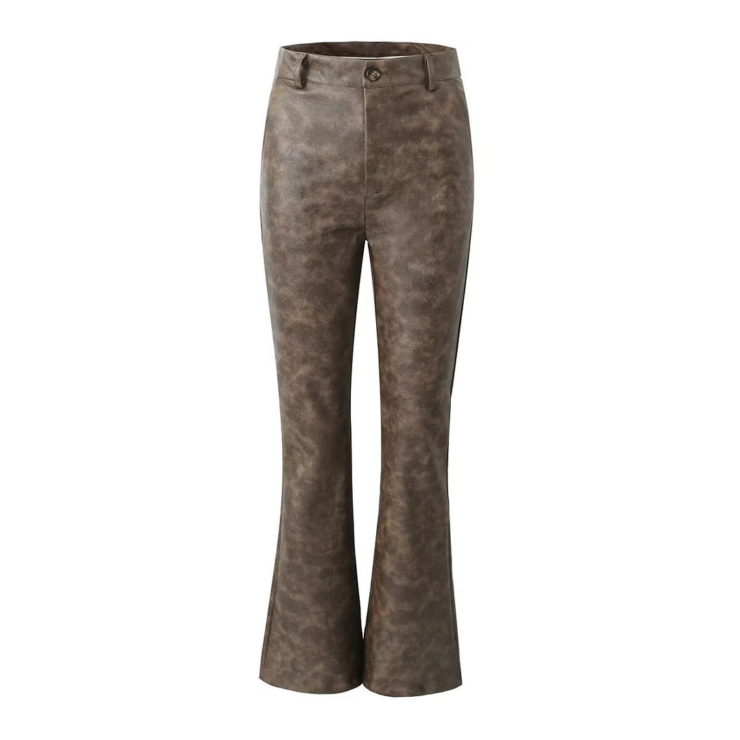 Faux leather flared trousers for women with an elegant cut and a high waist Lune London