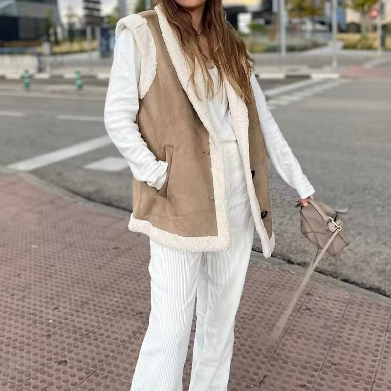 Women's faux fur vest with elegant button details Lune London