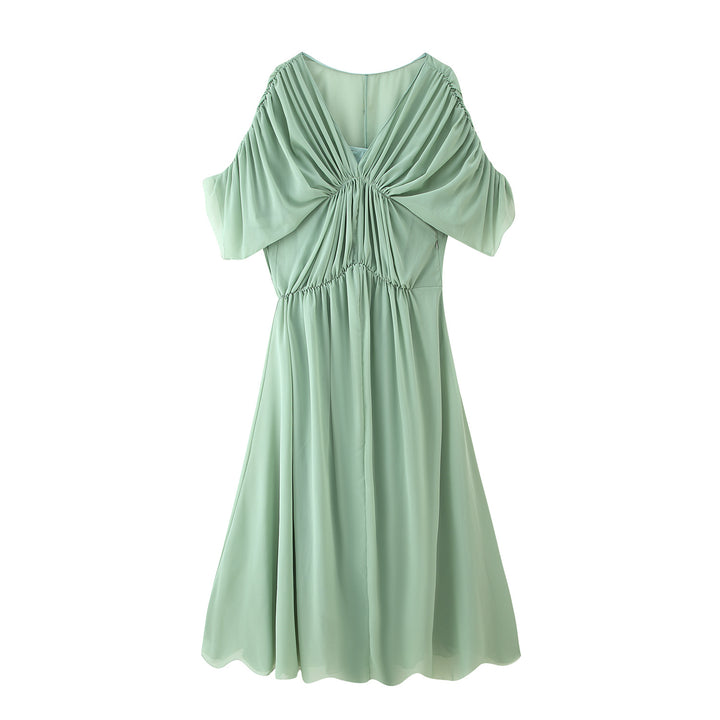 Maxi dress for women with a fluid and elegant draped silhouette Lune London