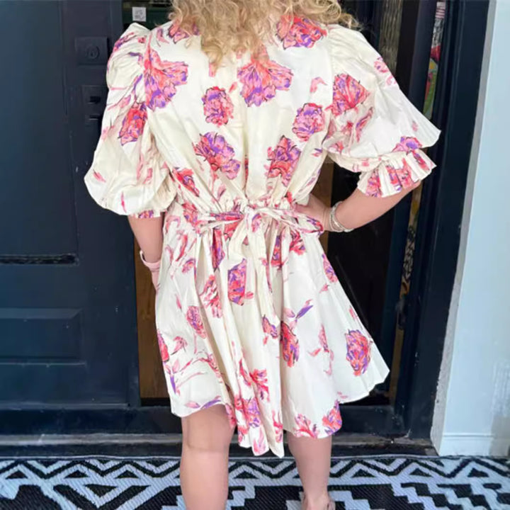 Shirt dress for women with floral accents and ruffle details Lune London