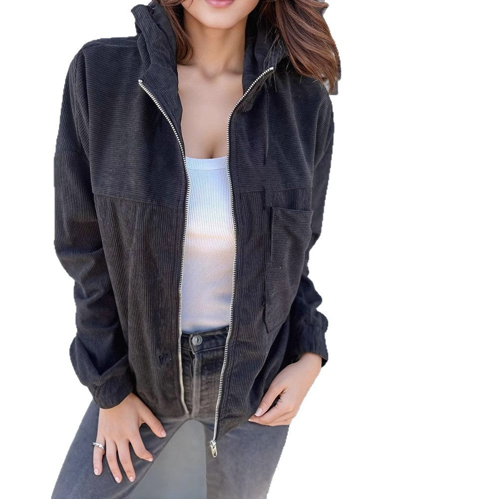 Casual corduroy jacket for women with convenient pockets and stylish zipper Lune London