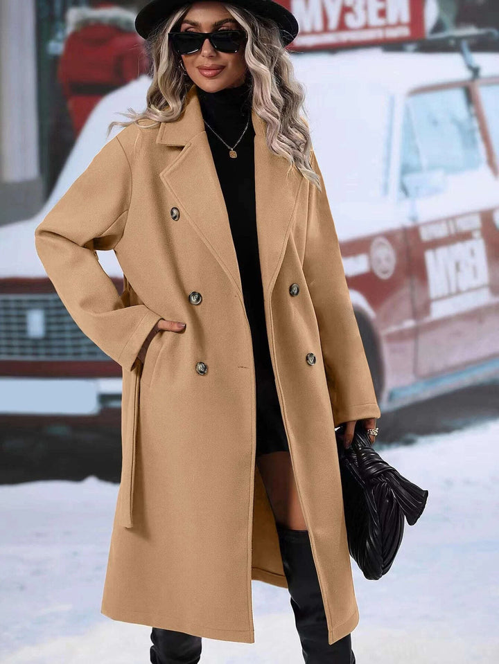 Manteau surdimensionné élégant pour femme avec double patte de boutonnage et ceinture chic Chic & Stil