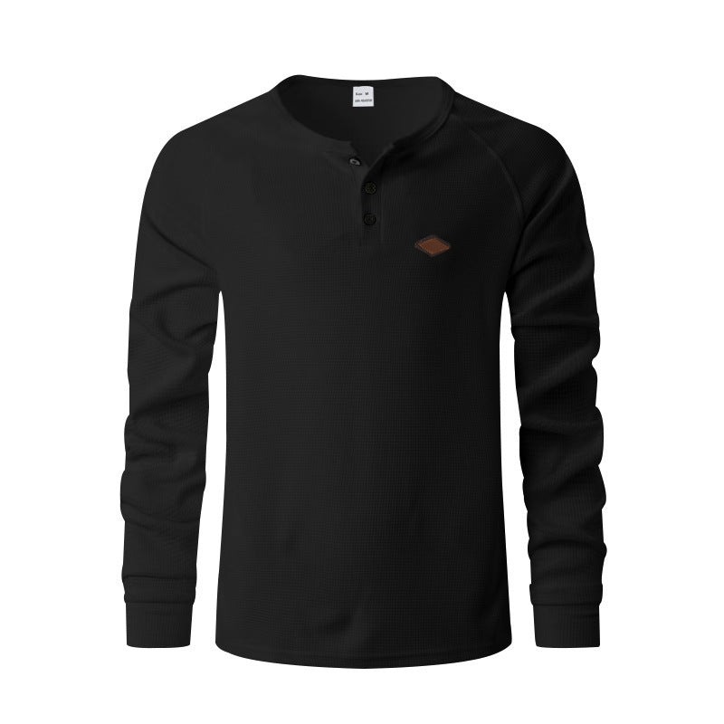 Men's long sleeve t-shirt with button placket and cotton blend Lune London