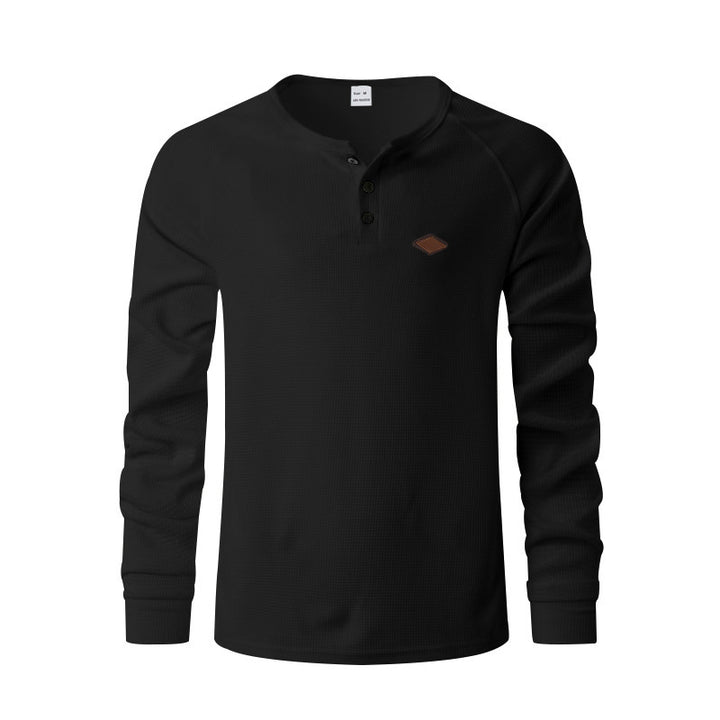 Men's long sleeve t-shirt with button placket and cotton blend Lune London