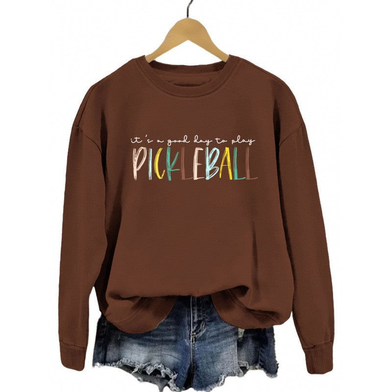 Women's casual sweatshirt with colorful pickleball print Lune London