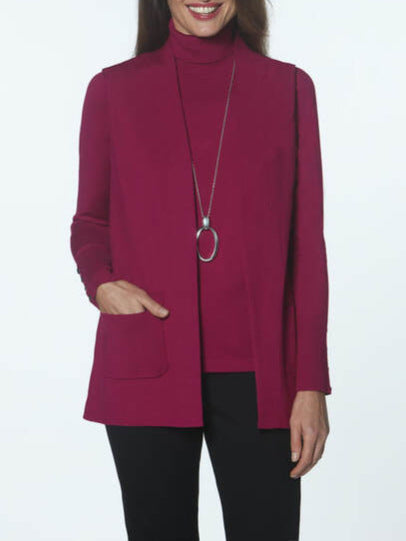Trendy knit jacket for women with rolled collar and pockets Lune London