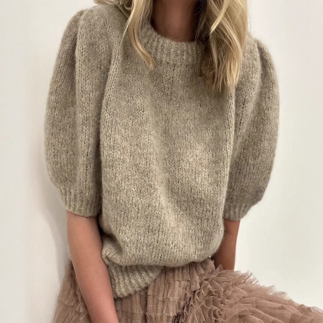 Soft knit pullover with puff sleeves for women Lune London