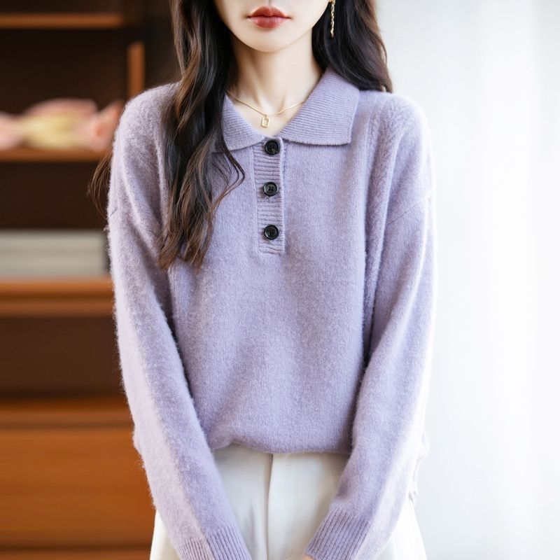 Pull style Koshiba pour femmes avec élégante patte de boutonnage Chic & Stil