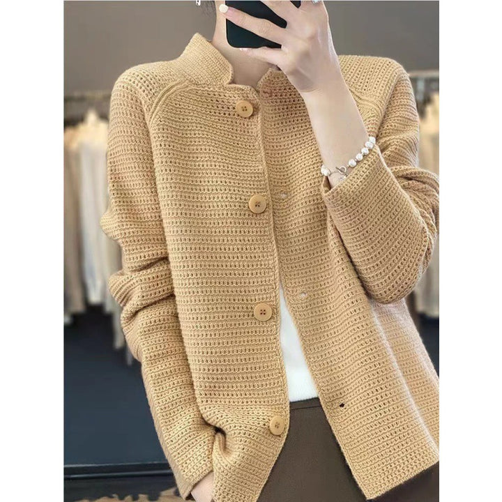 Women’s knit jacket with special button details and a structured knit look Lune London