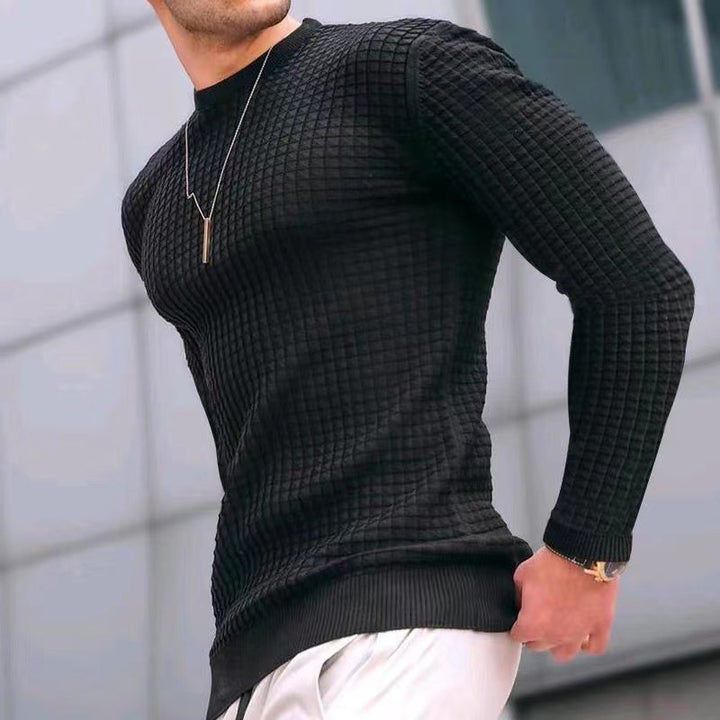 Stylish structured sweater for men with round neck and long sleeves Chic and Style