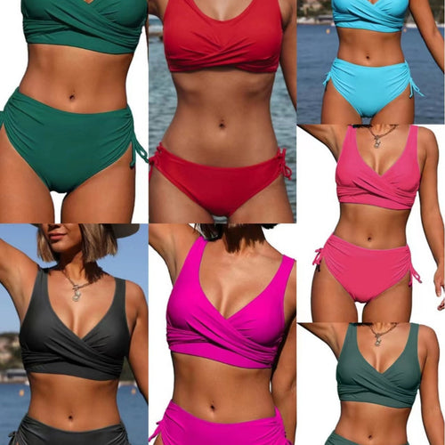 Women's Wrap Bikini Set with Elastic Cuffs and Fashionable V-Neck Lune London