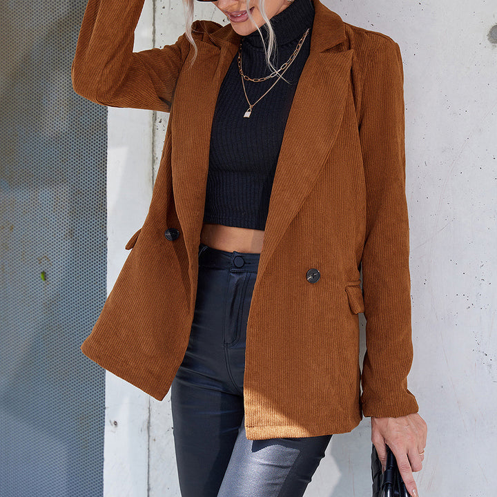 Corduroy jacket for women with double-breasted design and practical side pockets Lune London