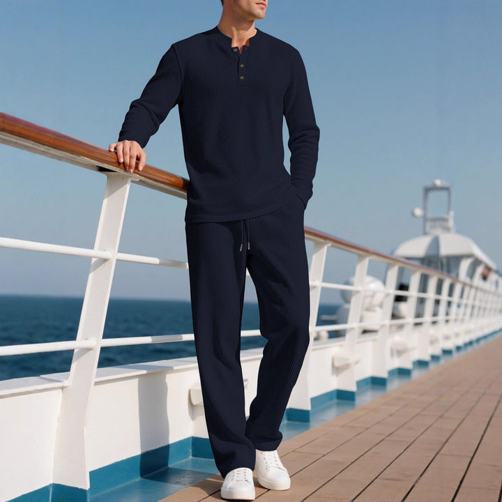 Men's Comfortable Long Sleeve Hoodie with Trendy Button Placket and Elastic Hem Finish Lune London
