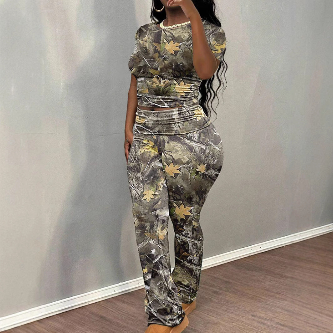 Ladies Camouflage Print Lounge Set Lune London