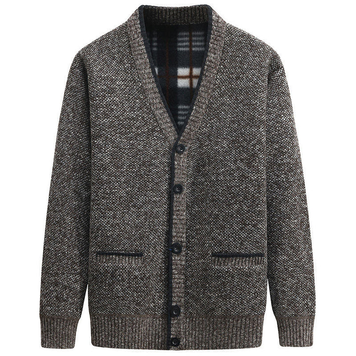 Men's cardigan with plaid lining and practical pockets Lune London