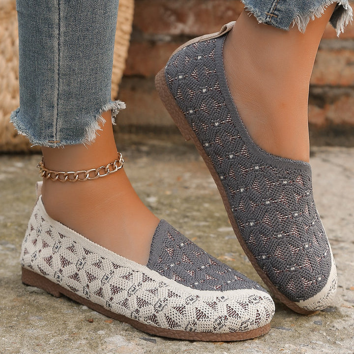 Ladies Slip-On Breathable Shoes with Fashionable Knit Design Lune London