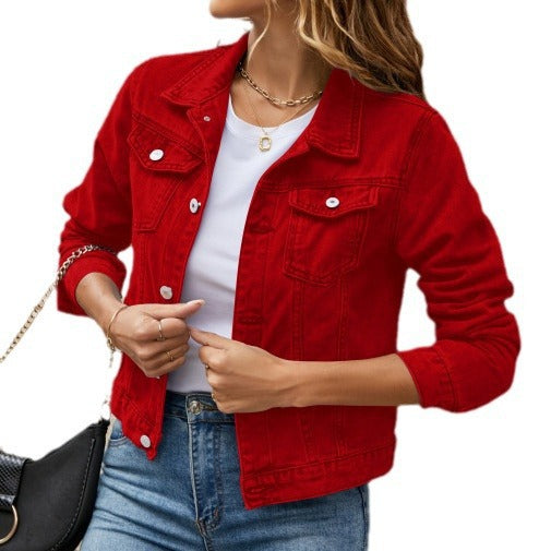 Classic denim jacket for women in chic couture style