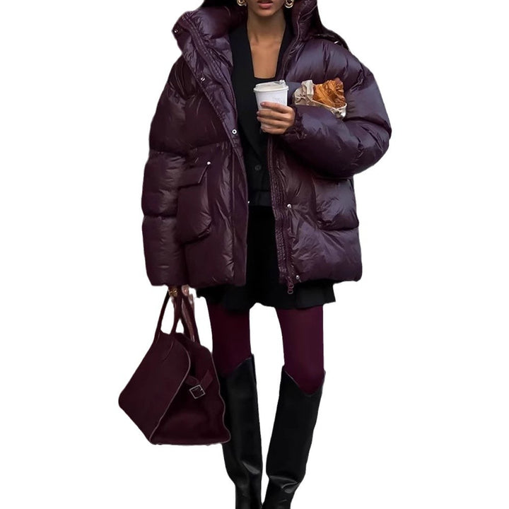 Ladies Oversized Puffer with visible quilted design and high collar Lune London