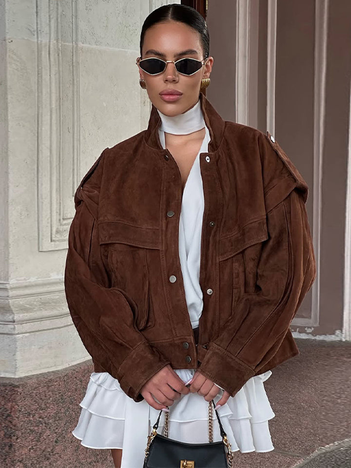 Ladies Suede Oversized Jacket Lune London