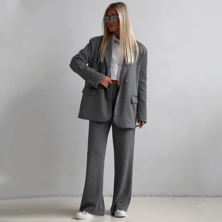 Women's Elegant Casual Two-Piece Set with Oversized Blazer and Wide-Cut Trousers Lune London