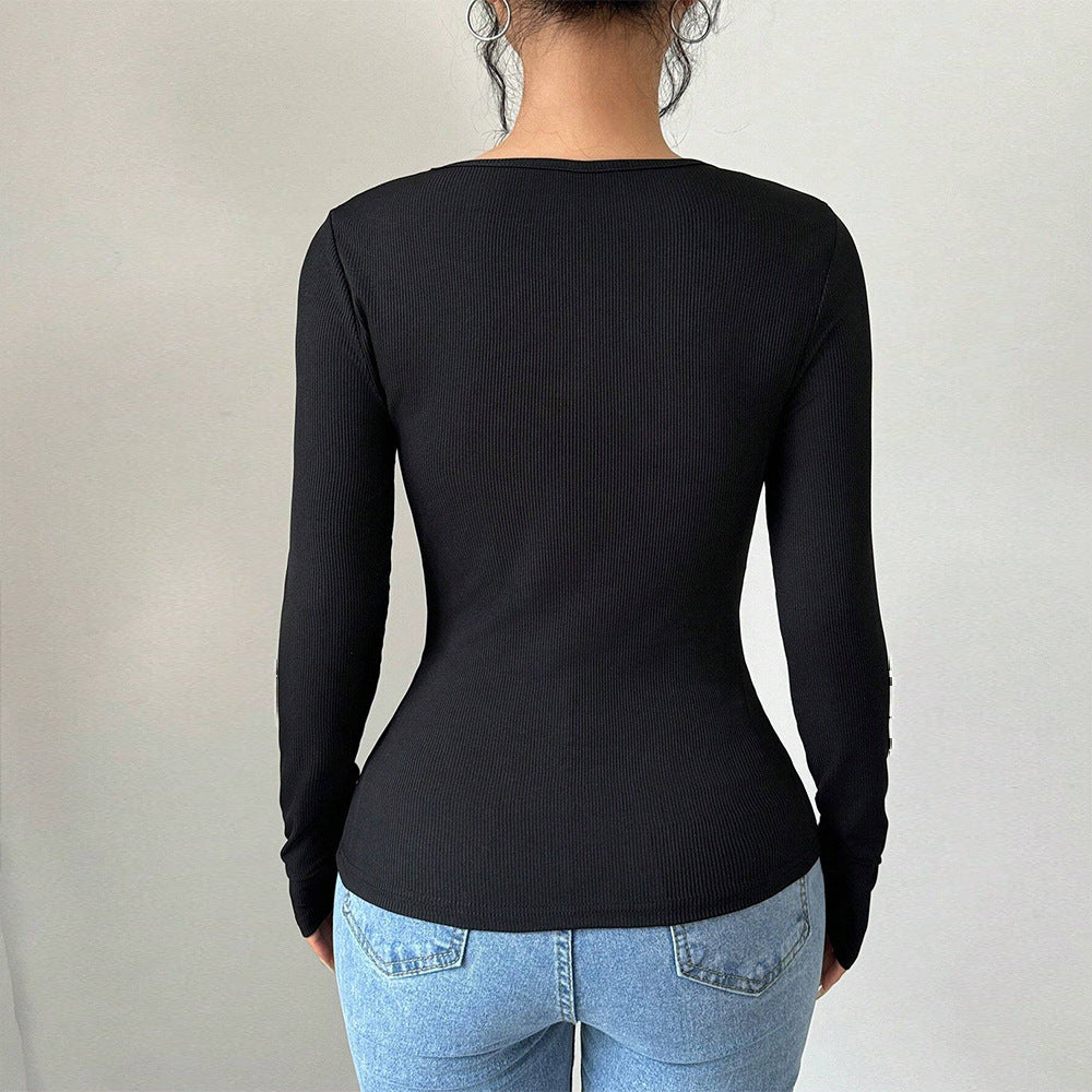 Chic & Stil Women's bodysuit with decorative knots and long sleeves