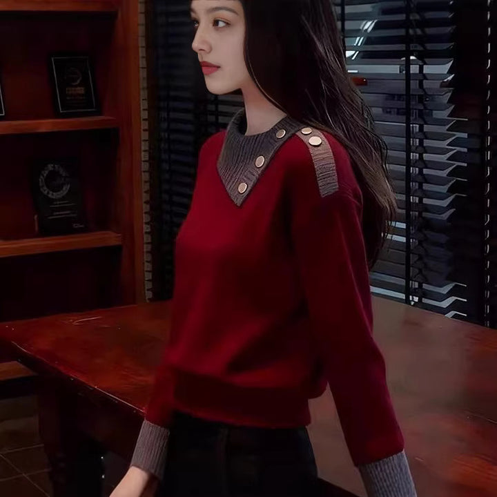 Pull en piqué pour femme avec détails en boutons Chic & Stil