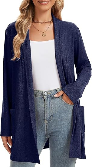 Veste en tricot à manches longues pour femmes, ouverte à l'avant et avec poches Chic & Stil