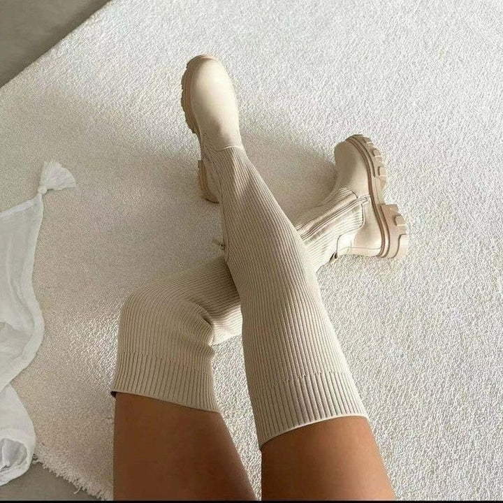 High boots for women with side zipper and non-slip sole Lune London