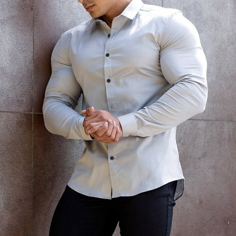 Men's long sleeve sports shirt with textured fabric and modern fit Lune London